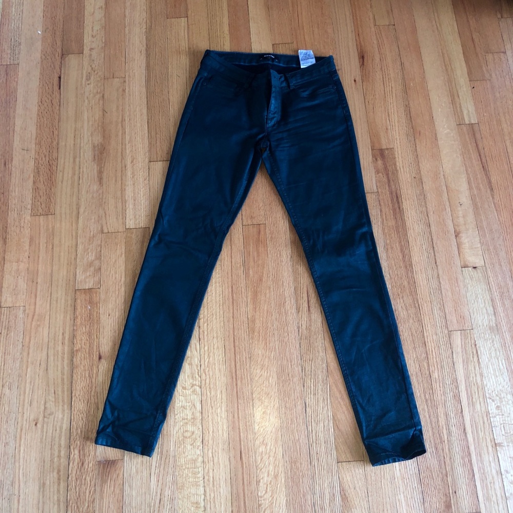 Faux Leather navy jeans